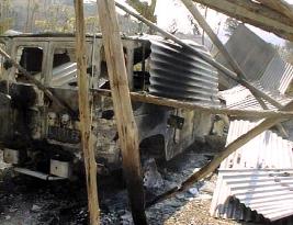 Vehicle, house burned by militiamen before ballot in Dili